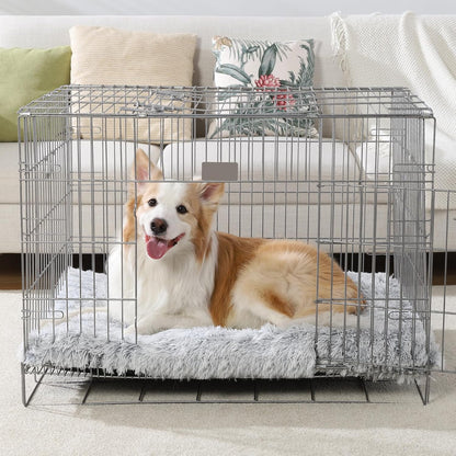 Dog Bed, Extra Large, Plush Soft Pet Beds for XL Dogs, Crate Pad, Washable, 41L X 27W X 2H Inches, 100 Lbs Capacity, Grey