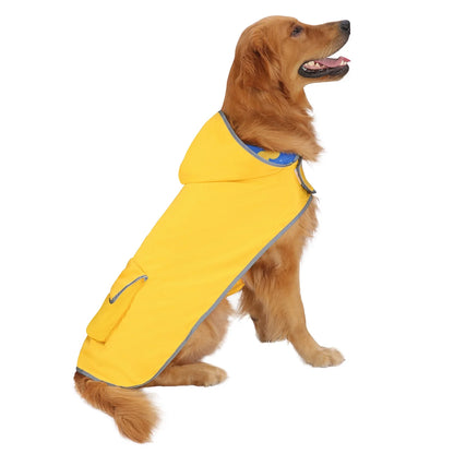 Reversible Dog Raincoat Hooded Slicker Poncho Rain Coat Jacket for Small Medium Large Dogs Yellow Ducks L