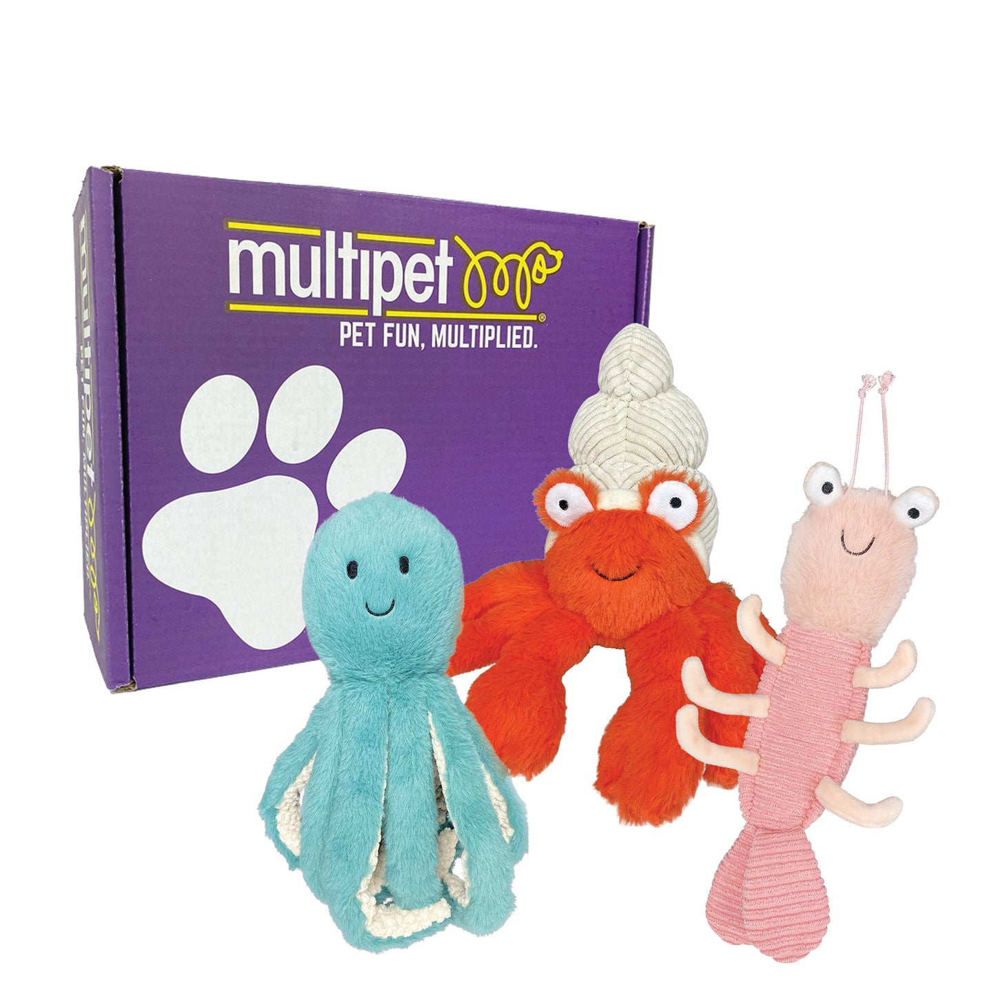 Margaritaville Coral Reefer Dog Toy Set - Fun Plush Hermit Crab, Octopus, and Shrimp for Medium Dogs