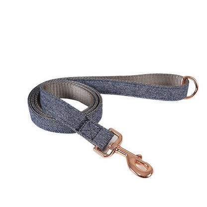 Hot Selling Wholesale Twill-Nylon Webbing Dog Collars Adjustable Luxury Metal Buckle Tweed Pet Collar and Leash Set