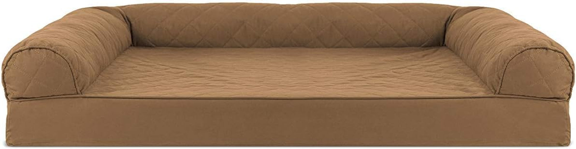 Cooling Gel Dog Bed for Large Dogs W/ Removable Bolsters & Washable Cover, for Dogs up to 95 Lbs - Quilted Sofa - Toasted Brown, Jumbo/Xl