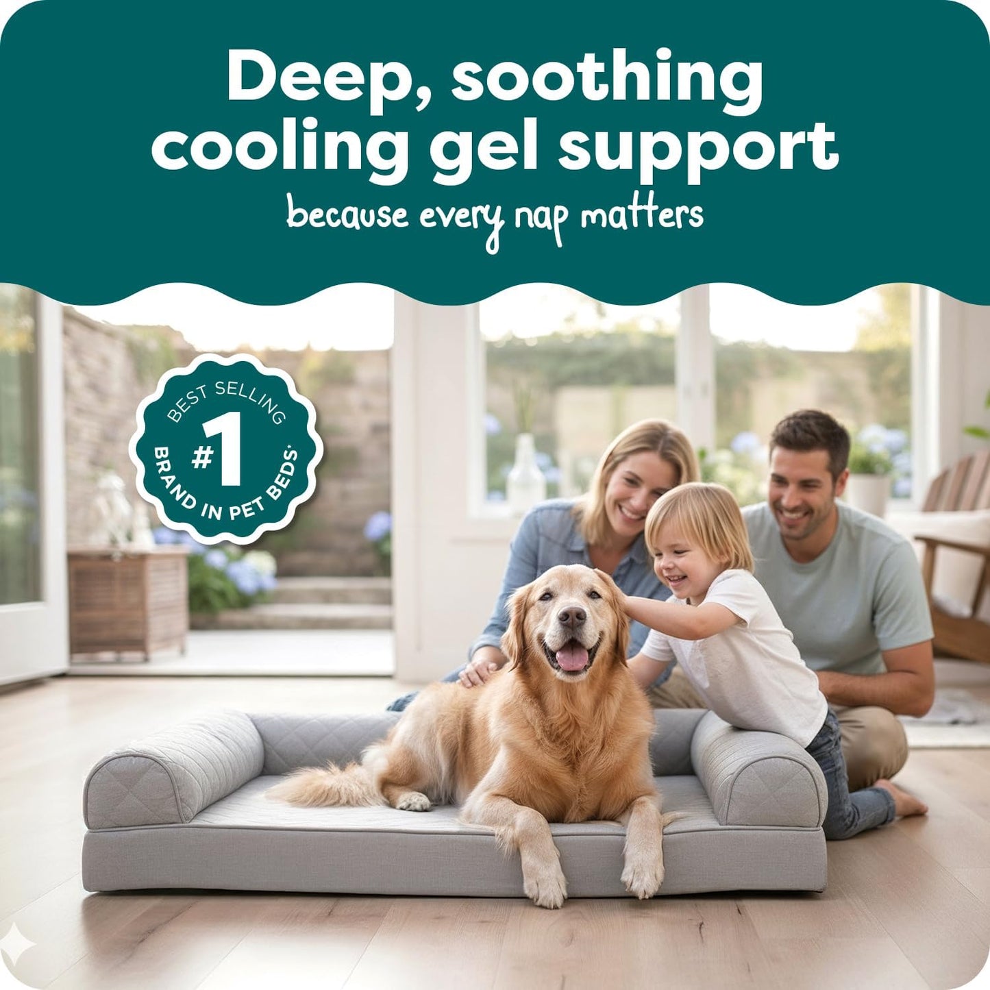 Cooling Gel Dog Bed for Large Dogs W/ Removable Bolsters & Washable Cover, for Dogs up to 95 Lbs - Quilted Sofa - Silver Gray, Jumbo/Xl