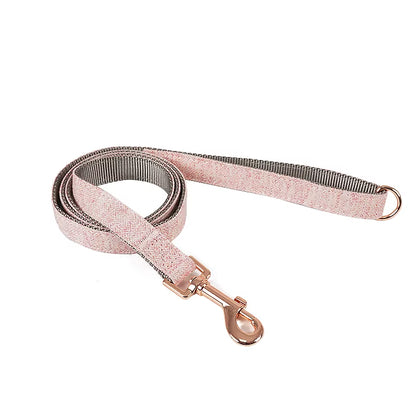 Hot Selling Wholesale Twill-Nylon Webbing Dog Collars Adjustable Luxury Metal Buckle Tweed Pet Collar and Leash Set