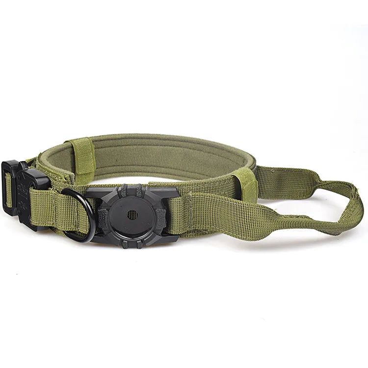 New Design High Quality Heavy Duty Dog GPS Tracking Collar Metal Buck Tactical Dog Collar with Airtag Air Tag Holder