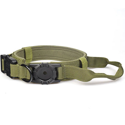 New Design High Quality Heavy Duty Dog GPS Tracking Collar Metal Buck Tactical Dog Collar with Airtag Air Tag Holder