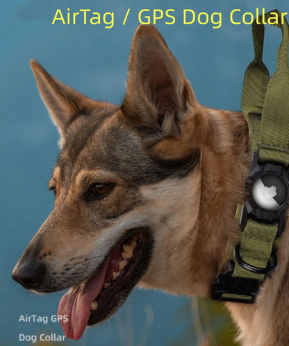 New Design High Quality Heavy Duty Dog GPS Tracking Collar Metal Buck Tactical Dog Collar with Airtag Air Tag Holder