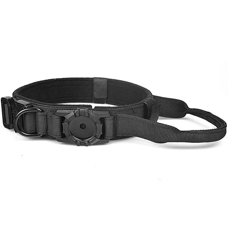 New Design High Quality Heavy Duty Dog GPS Tracking Collar Metal Buck Tactical Dog Collar with Airtag Air Tag Holder