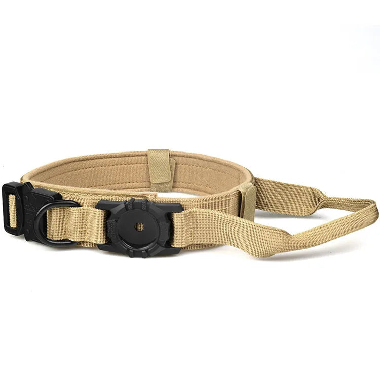 New Design High Quality Heavy Duty Dog GPS Tracking Collar Metal Buck Tactical Dog Collar with Airtag Air Tag Holder