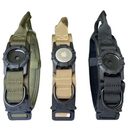 New Design High Quality Heavy Duty Dog GPS Tracking Collar Metal Buck Tactical Dog Collar with Airtag Air Tag Holder
