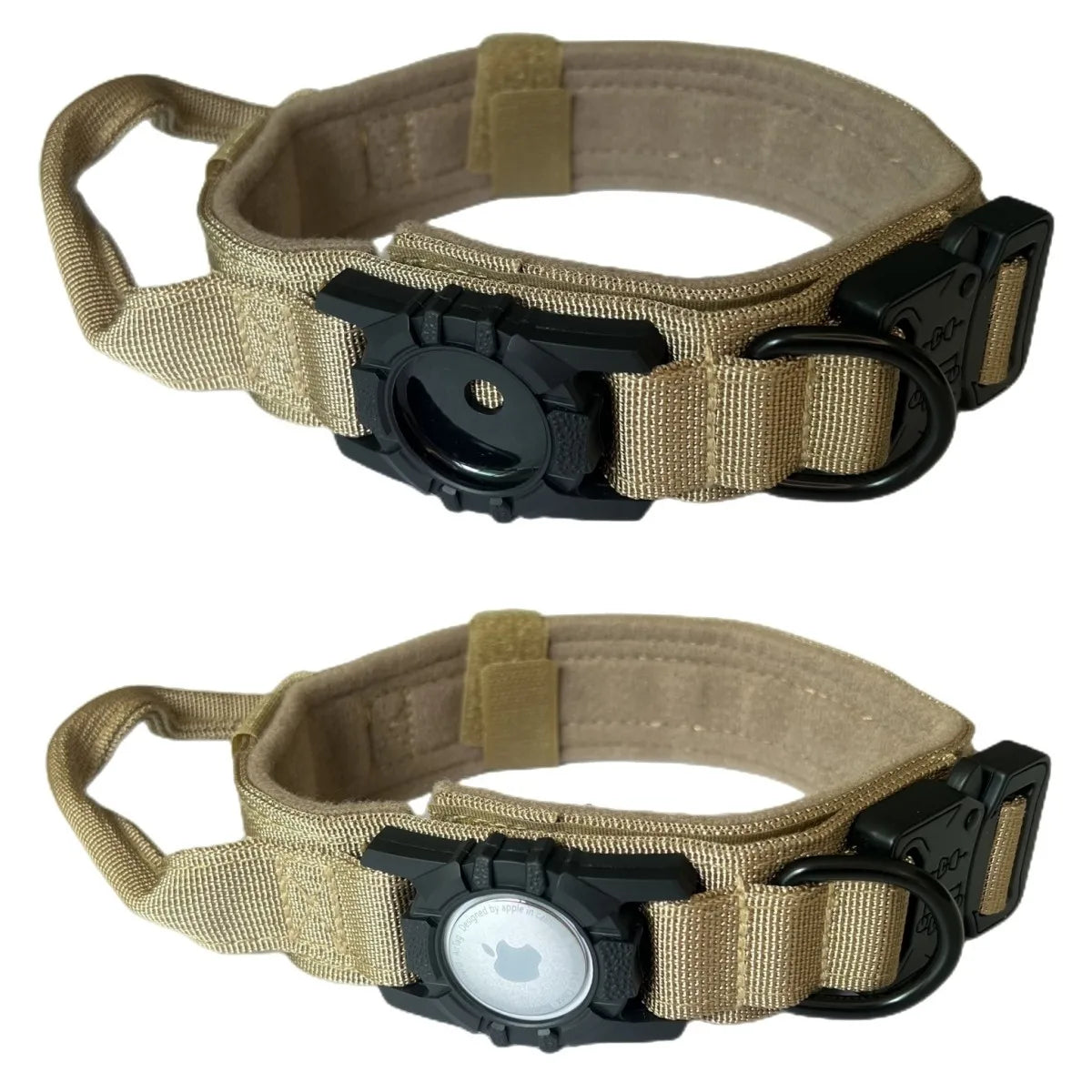 New Design High Quality Heavy Duty Dog GPS Tracking Collar Metal Buck Tactical Dog Collar with Airtag Air Tag Holder