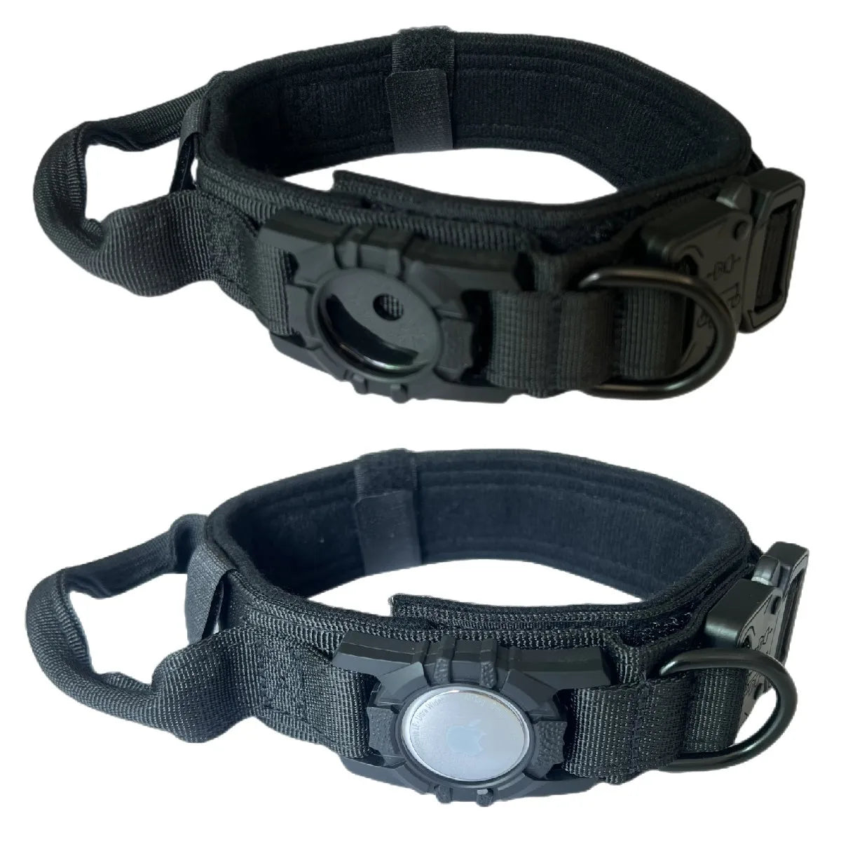 New Design High Quality Heavy Duty Dog GPS Tracking Collar Metal Buck Tactical Dog Collar with Airtag Air Tag Holder