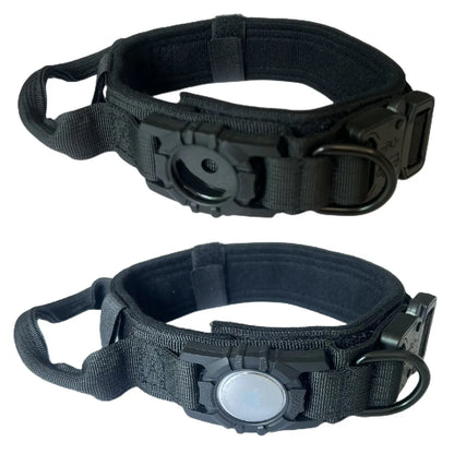 New Design High Quality Heavy Duty Dog GPS Tracking Collar Metal Buck Tactical Dog Collar with Airtag Air Tag Holder