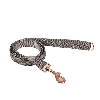 Hot Selling Wholesale Twill-Nylon Webbing Dog Collars Adjustable Luxury Metal Buckle Tweed Pet Collar and Leash Set