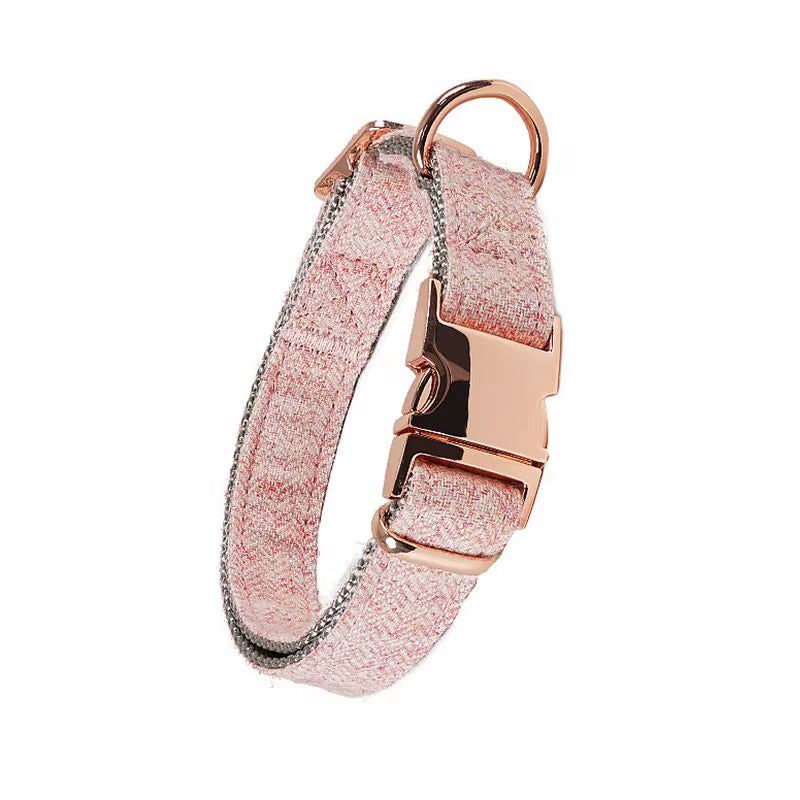 Hot Selling Wholesale Twill-Nylon Webbing Dog Collars Adjustable Luxury Metal Buckle Tweed Pet Collar and Leash Set