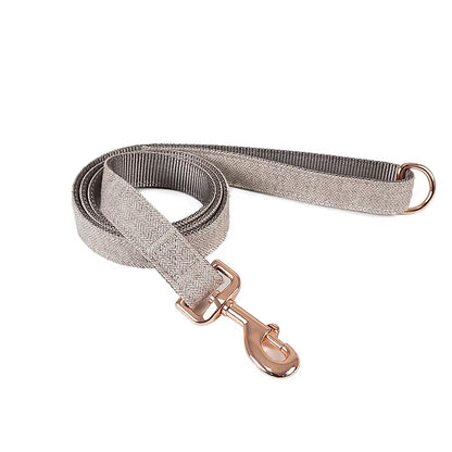 Hot Selling Wholesale Twill-Nylon Webbing Dog Collars Adjustable Luxury Metal Buckle Tweed Pet Collar and Leash Set
