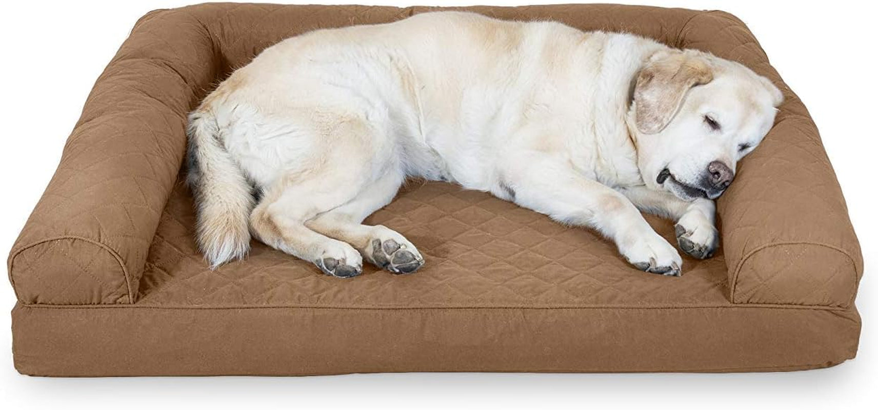 Cooling Gel Dog Bed for Large Dogs W/ Removable Bolsters & Washable Cover, for Dogs up to 95 Lbs - Quilted Sofa - Toasted Brown, Jumbo/Xl
