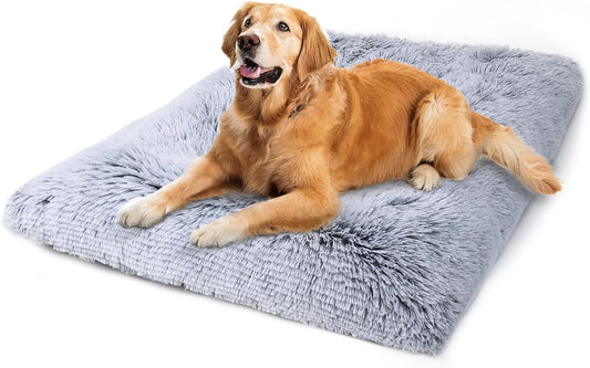 Dog Bed, Extra Large, Plush Soft Pet Beds for XL Dogs, Crate Pad, Washable, 41L X 27W X 2H Inches, 100 Lbs Capacity, Grey