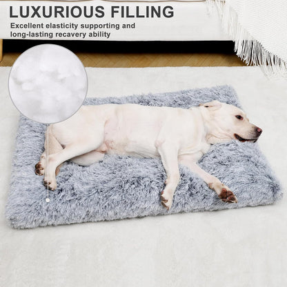 Dog Bed, Extra Large, Plush Soft Pet Beds for XL Dogs, Crate Pad, Washable, 41L X 27W X 2H Inches, 100 Lbs Capacity, Grey
